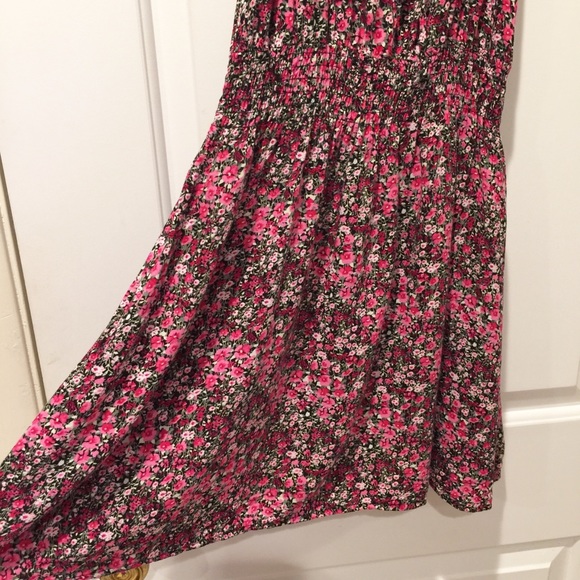 Mossimo Pink Floral Dress Elastic Waist Small - Picture 2 of 6